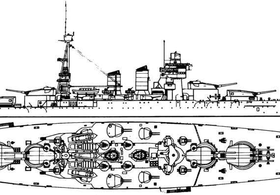 Боевой корабль RN Conte di Cavour 1935 [Battleship] - чертежи, габариты, рисунки